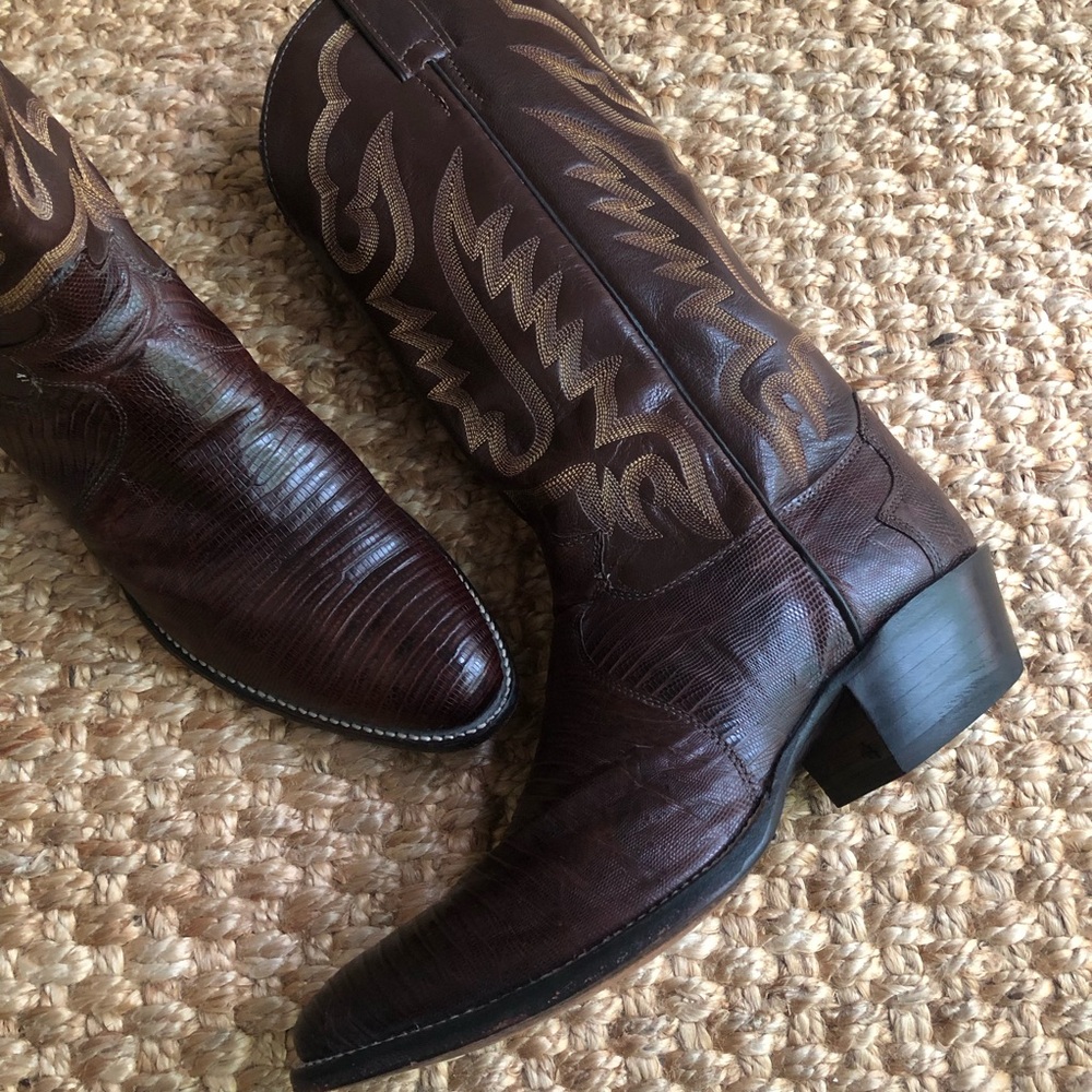 Vintage Justin Boots Iguana Lizard Boots. Western. Made in the USA. Size 8.5 D
